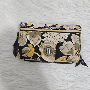 Vera Bradley Yellow and Black Floral Cosmetic Bag